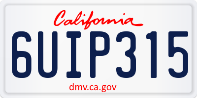CA license plate 6UIP315