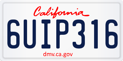 CA license plate 6UIP316