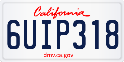 CA license plate 6UIP318