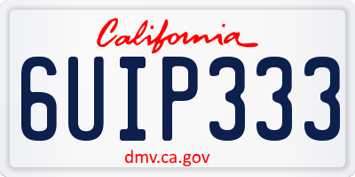 CA license plate 6UIP333