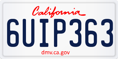 CA license plate 6UIP363