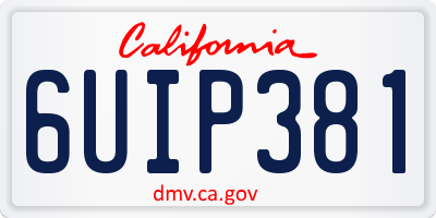 CA license plate 6UIP381
