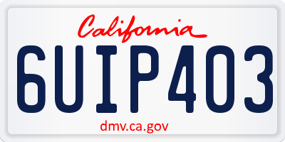 CA license plate 6UIP403
