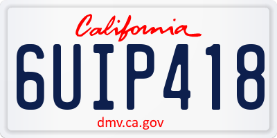 CA license plate 6UIP418