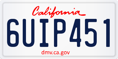CA license plate 6UIP451