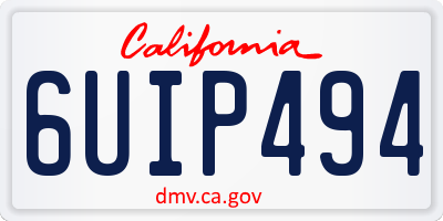 CA license plate 6UIP494