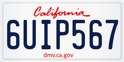 CA license plate 6UIP567