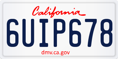 CA license plate 6UIP678