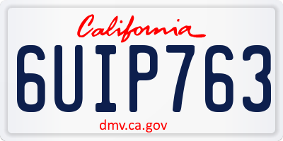 CA license plate 6UIP763