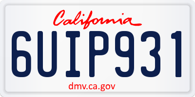 CA license plate 6UIP931