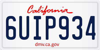 CA license plate 6UIP934