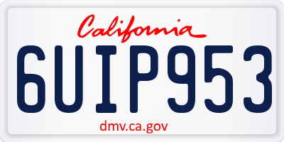 CA license plate 6UIP953