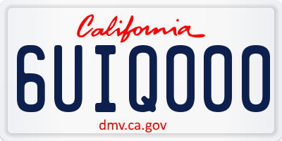 CA license plate 6UIQ000