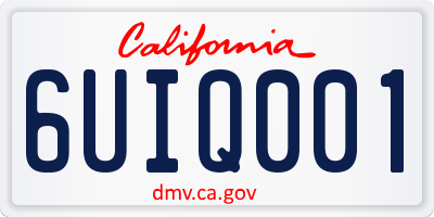 CA license plate 6UIQ001