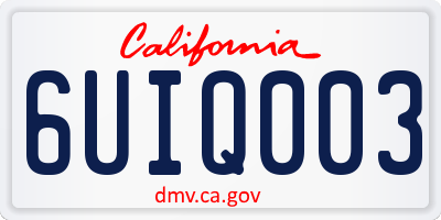 CA license plate 6UIQ003