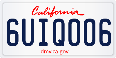 CA license plate 6UIQ006