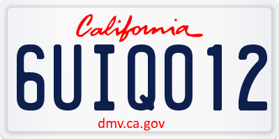 CA license plate 6UIQ012