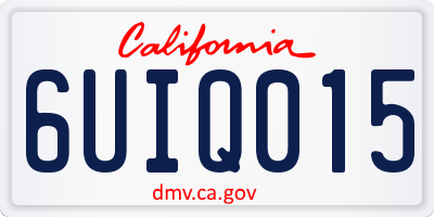 CA license plate 6UIQ015