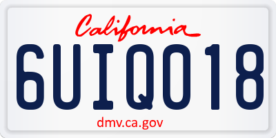 CA license plate 6UIQ018