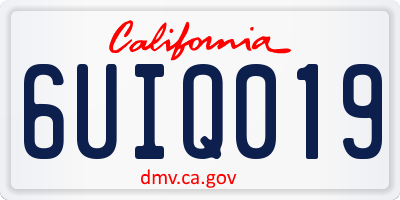 CA license plate 6UIQ019