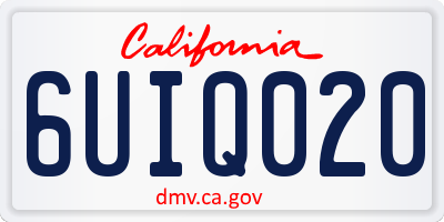 CA license plate 6UIQ020