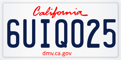 CA license plate 6UIQ025