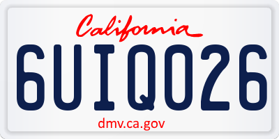 CA license plate 6UIQ026