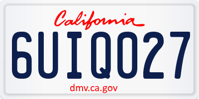 CA license plate 6UIQ027