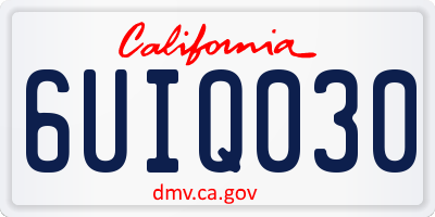 CA license plate 6UIQ030