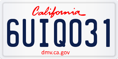 CA license plate 6UIQ031