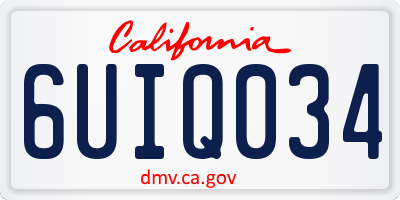 CA license plate 6UIQ034
