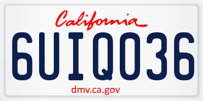 CA license plate 6UIQ036