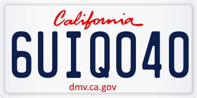 CA license plate 6UIQ040
