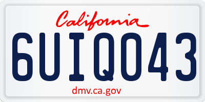CA license plate 6UIQ043