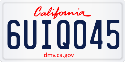 CA license plate 6UIQ045
