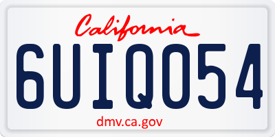 CA license plate 6UIQ054