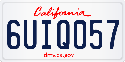 CA license plate 6UIQ057