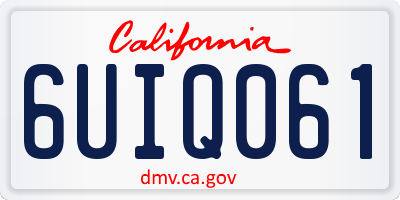 CA license plate 6UIQ061