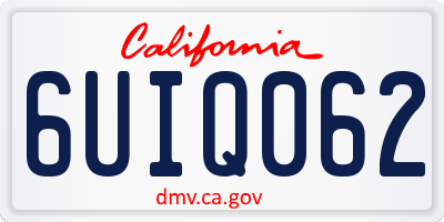 CA license plate 6UIQ062