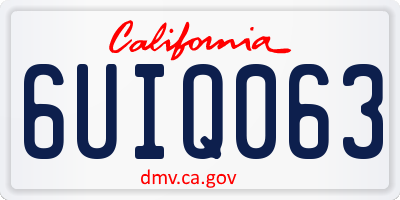 CA license plate 6UIQ063
