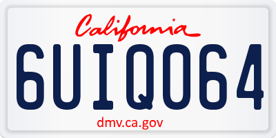 CA license plate 6UIQ064