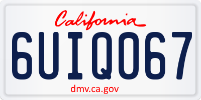 CA license plate 6UIQ067