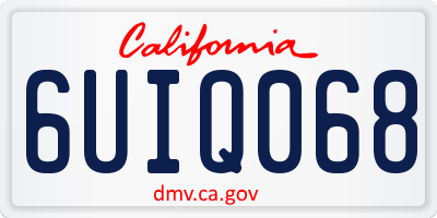 CA license plate 6UIQ068