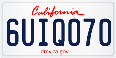 CA license plate 6UIQ070