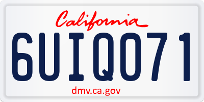 CA license plate 6UIQ071