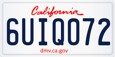 CA license plate 6UIQ072