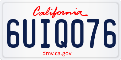 CA license plate 6UIQ076