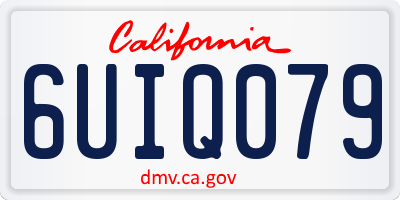 CA license plate 6UIQ079
