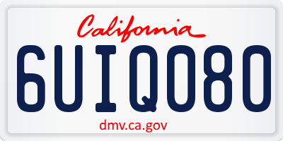 CA license plate 6UIQ080
