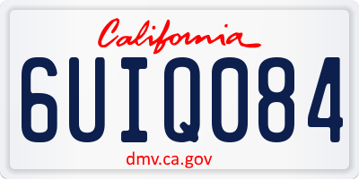 CA license plate 6UIQ084